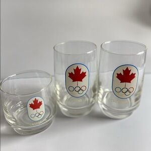 Vintage Canada 76 Olympic Glasses Set Maple Leaf Montreal Olympics